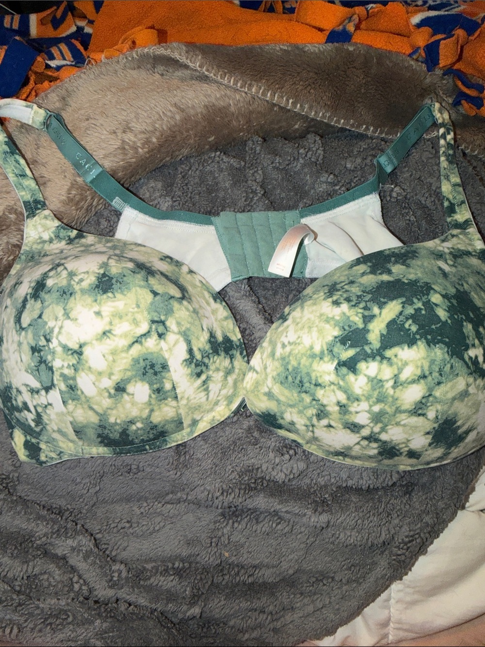 Cacique Tie-Dye Green T-Shirt Boost Plunge Push-up Bra - Women Intimates